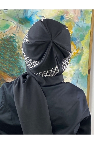 Damla Model Tesettür Hazır Türban Bere 564EYL22ŞPK-03 Siyah