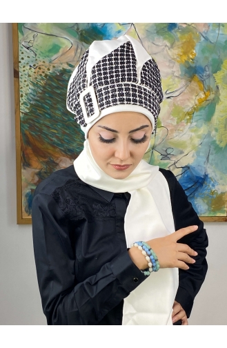 White Ready to Wear Turban 564EYL22ŞPK-04