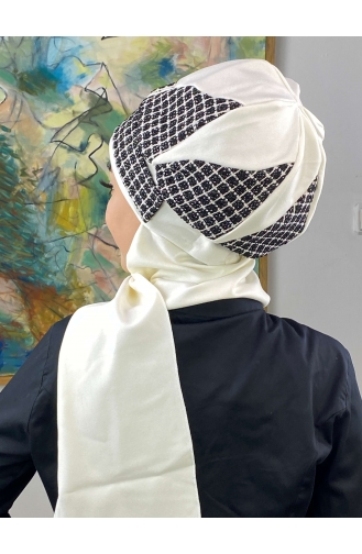 White Ready to Wear Turban 564EYL22ŞPK-04