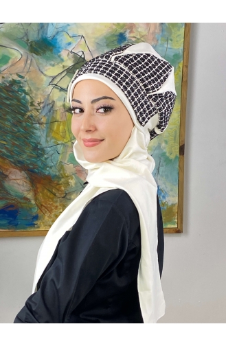 White Ready to Wear Turban 564EYL22ŞPK-04