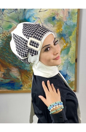 White Ready to Wear Turban 564EYL22ŞPK-04