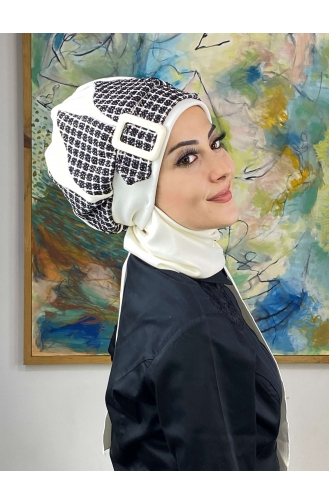 White Ready to Wear Turban 564EYL22ŞPK-04