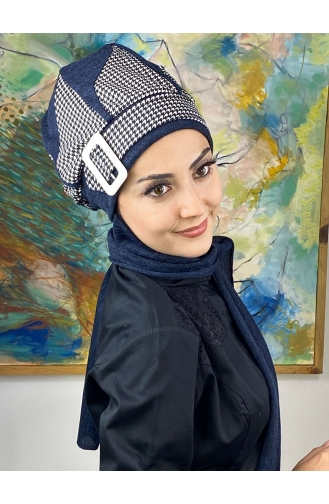 Navy Blue Ready to Wear Turban 604EYL22ŞPK-01