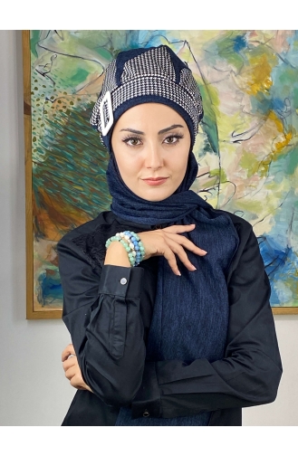 Navy Blue Ready to Wear Turban 604EYL22ŞPK-01