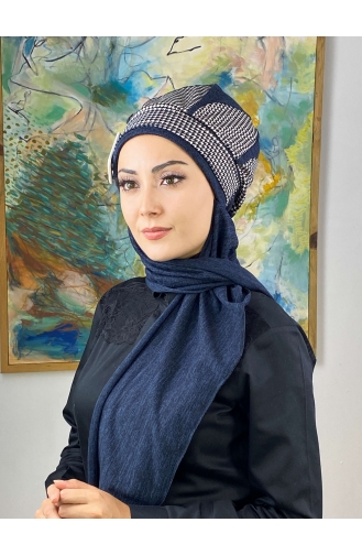 Navy Blue Ready to wear Turban 604EYL22ŞPK-01