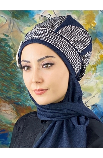 Navy Blue Ready to wear Turban 604EYL22ŞPK-01