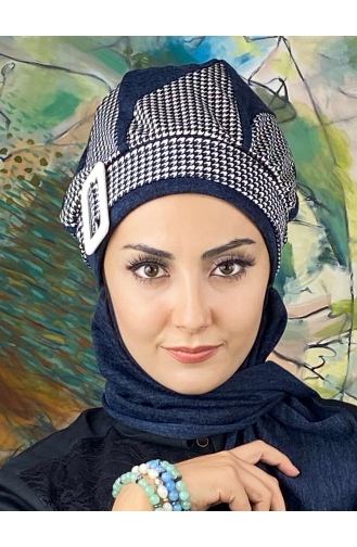 Navy Blue Ready to Wear Turban 604EYL22ŞPK-01