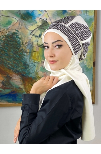 White Ready to Wear Turban 604EYL22ŞPK-02