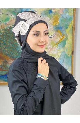 Black Ready to wear Turban 664EYL22ŞPK-02