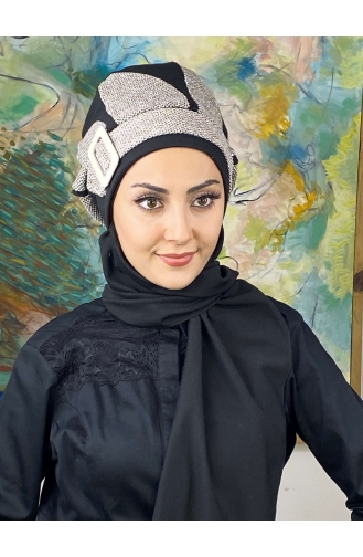 Black Ready to wear Turban 664EYL22ŞPK-02