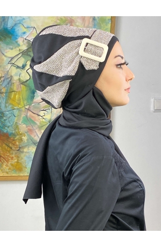 Black Ready to Wear Turban 664EYL22ŞPK-02