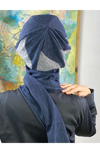 Navy Blue Ready to Wear Turban 664EYL22ŞPK-03