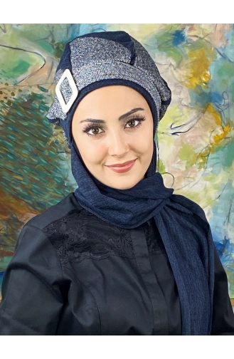 Dunkelblau Praktischer Turban 664EYL22ŞPK-03