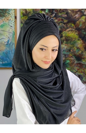 Black Ready to Wear Turban 86EYLL22BONE-08