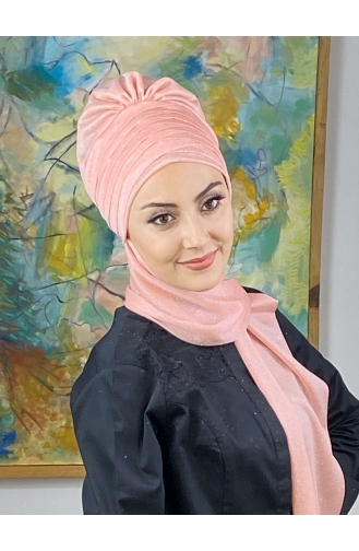 Light Salmon Ready to Wear Turban 16EYLL22BONE-05