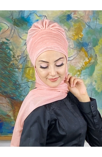 Light Salmon Ready to Wear Turban 16EYLL22BONE-05