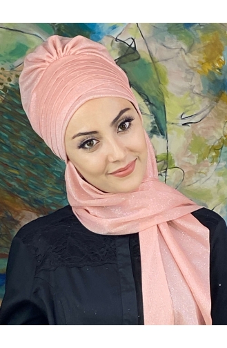 Light Salmon Ready to Wear Turban 16EYLL22BONE-05