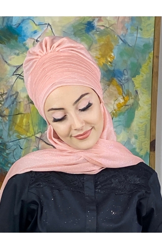 Light Salmon Ready to Wear Turban 16EYLL22BONE-05