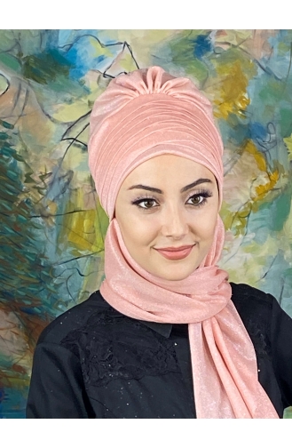 Light Salmon Ready to Wear Turban 16EYLL22BONE-05