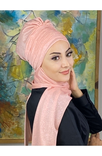 Light Salmon Ready to Wear Turban 16EYLL22BONE-05