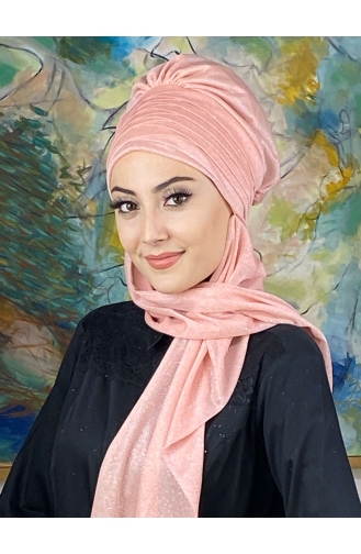 Light Salmon Ready to Wear Turban 16EYLL22BONE-05