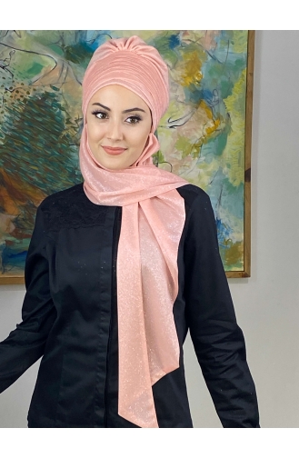 Light Salmon Ready to Wear Turban 16EYLL22BONE-05