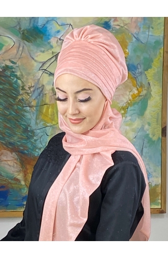 Light Salmon Ready to Wear Turban 16EYLL22BONE-05