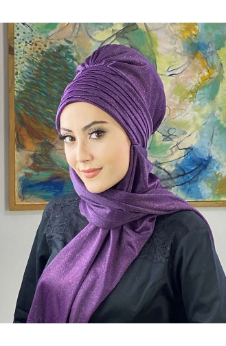 Light Purple Ready to Wear Turban 16EYLL22BONE-07
