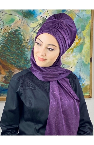 Light Purple Ready to Wear Turban 16EYLL22BONE-07