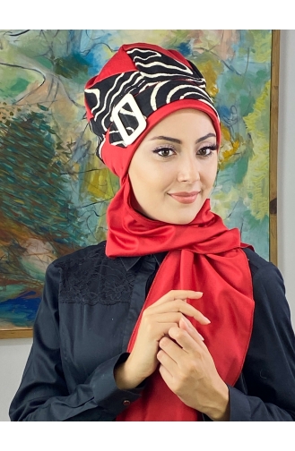 Red Ready to wear Turban 146EYLL22BERE-03