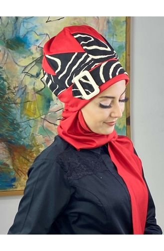 Red Ready to wear Turban 146EYLL22BERE-03