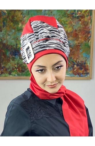 Red Ready to Wear Turban 256EYLL22BERE-04