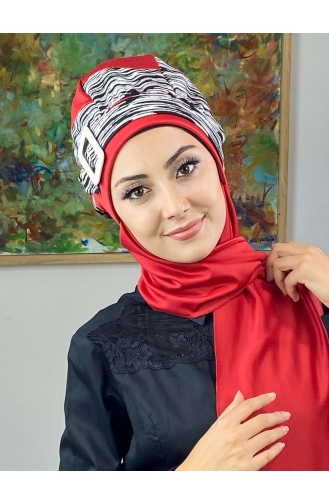 Red Ready to Wear Turban 256EYLL22BERE-04