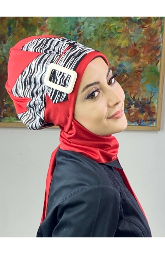 Red Ready to Wear Turban 256EYLL22BERE-04