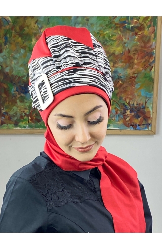 Red Ready to Wear Turban 256EYLL22BERE-04