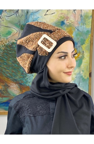 Black Ready to Wear Turban 644EYL22ŞPK-01