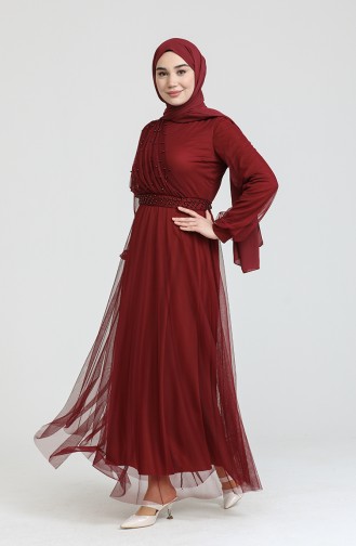 Claret red İslamitische Avondjurk 0390-01