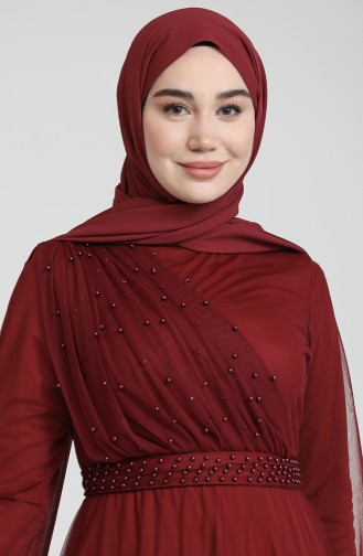 Weinrot Hijab-Abendkleider 0390-01