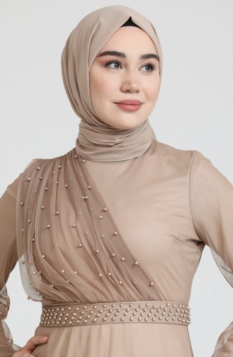 Mink Hijab Evening Dress 0390-02