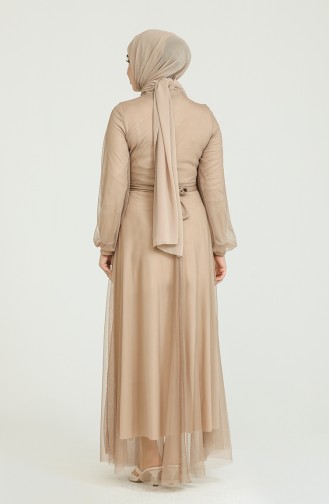 Mink Hijab Evening Dress 0390-02