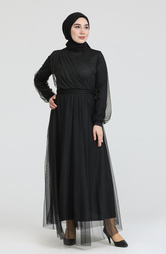 Black Hijab Evening Dress 0390-03