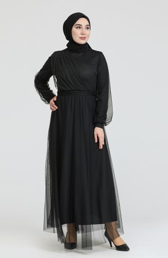 Habillé Hijab Noir 0390-03