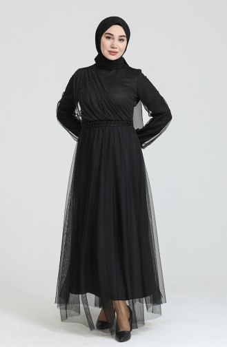 Schwarz Hijab-Abendkleider 0390-03