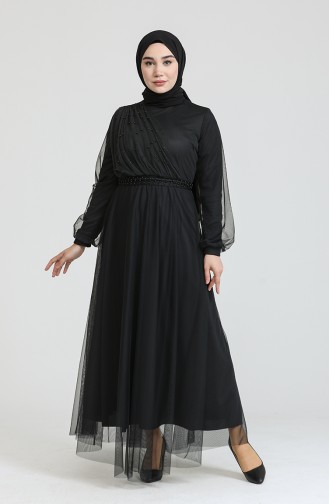 Black Hijab Evening Dress 0390-03