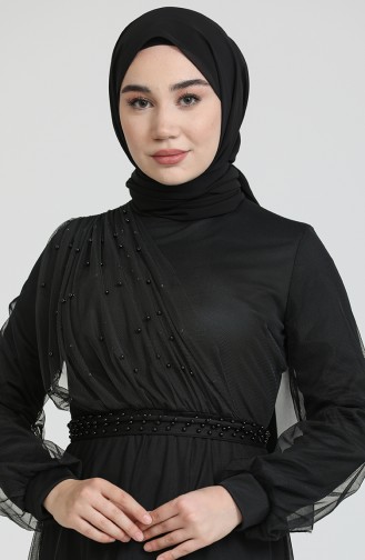 Black Hijab Evening Dress 0390-03