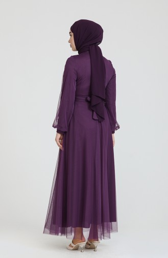 Purple Hijab Evening Dress 0390-04