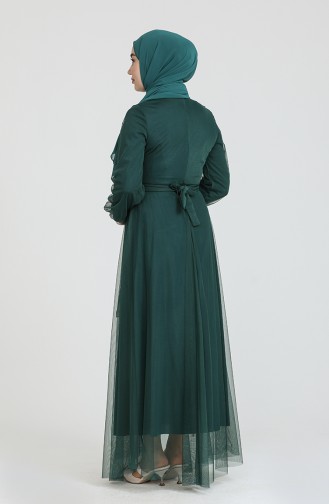 Emerald Green Hijab Evening Dress 0390-05