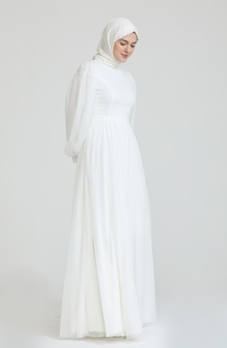 Weiß Hijab-Abendkleider 80120-01