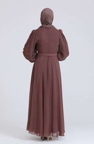 Brown Hijab Evening Dress 5505-02