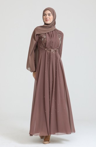 Habillé Hijab Couleur Brun 5589-02